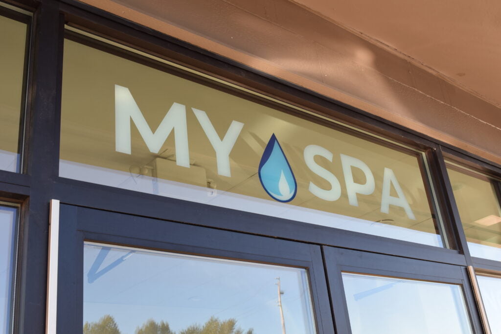 Vinyl window decal sign for small business spa