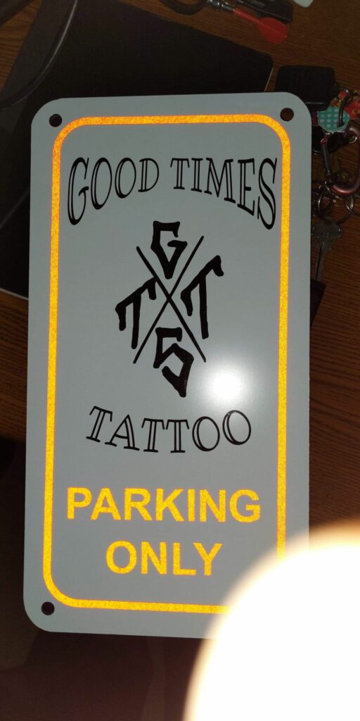 Custom parking signs in reflective high visibility vinyl Galactic Sign Co