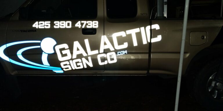 Reflective vinyl high visibility safety vinyl vehicle graphics car advertisements Galactic Sign Co