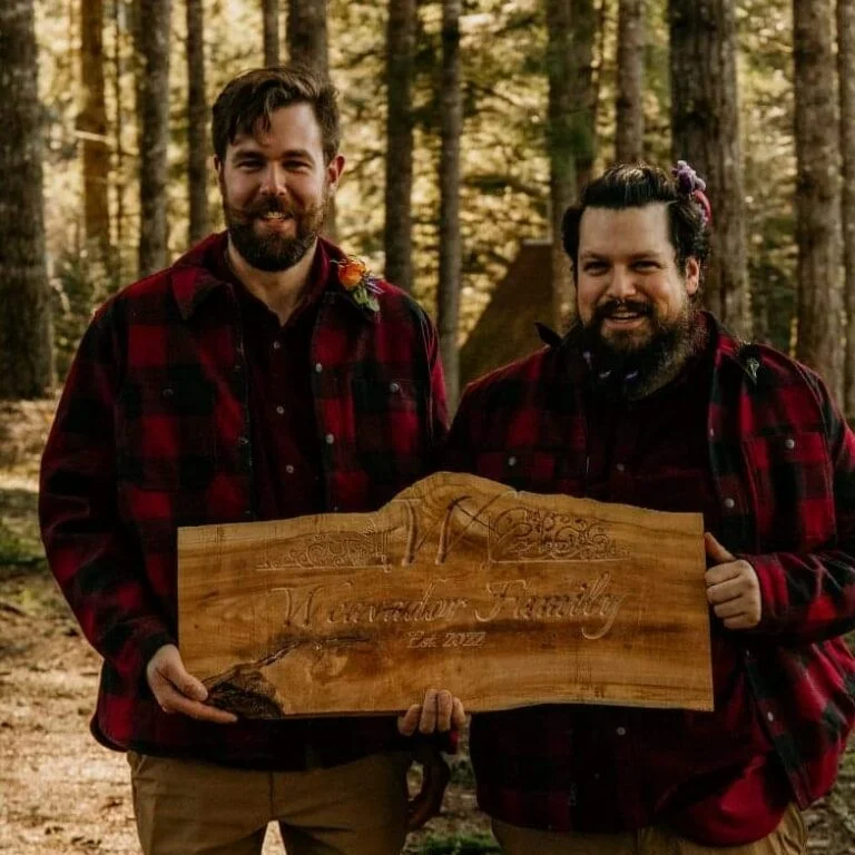 Custom CNC wood family name sign by Galactic Sign Co.