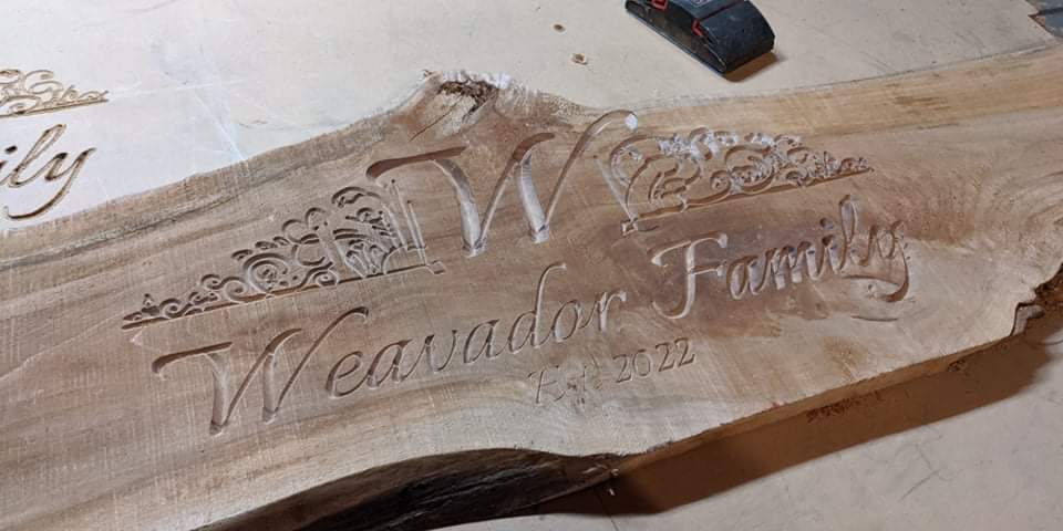 Custom family name sign CNC wood sign by Galactic Sign Co.