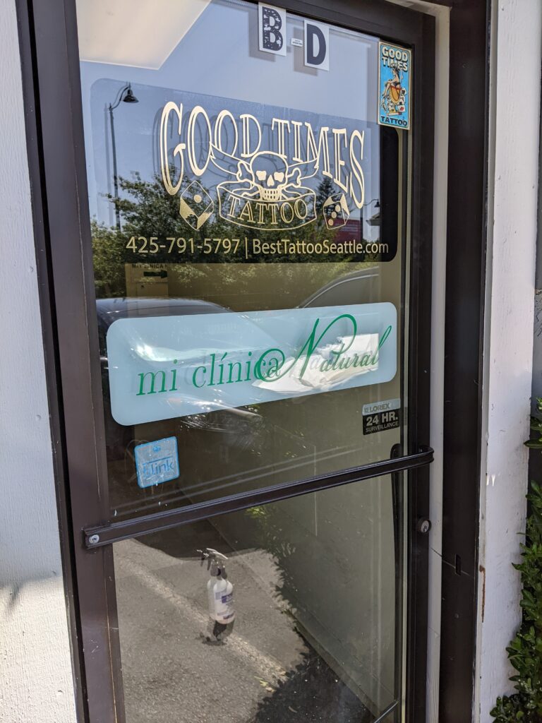 Custom front door decals for business logo by Galactic Sign Co.