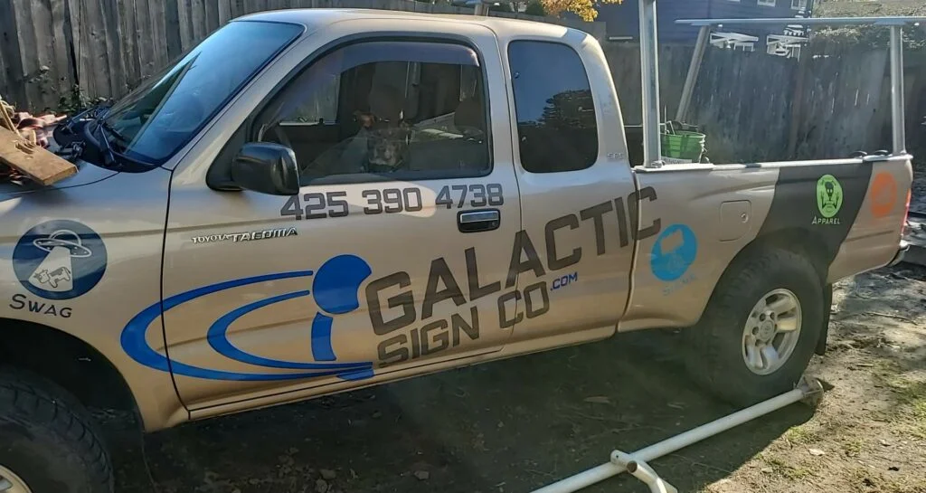 Custom vehicle decals for business fleet by Galactic Sign Co.