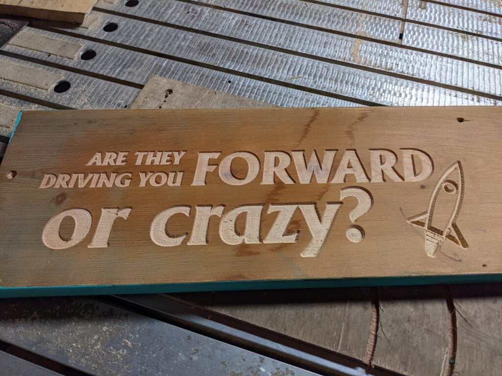 Custom wood CNC sign by Galactic Sign Co.