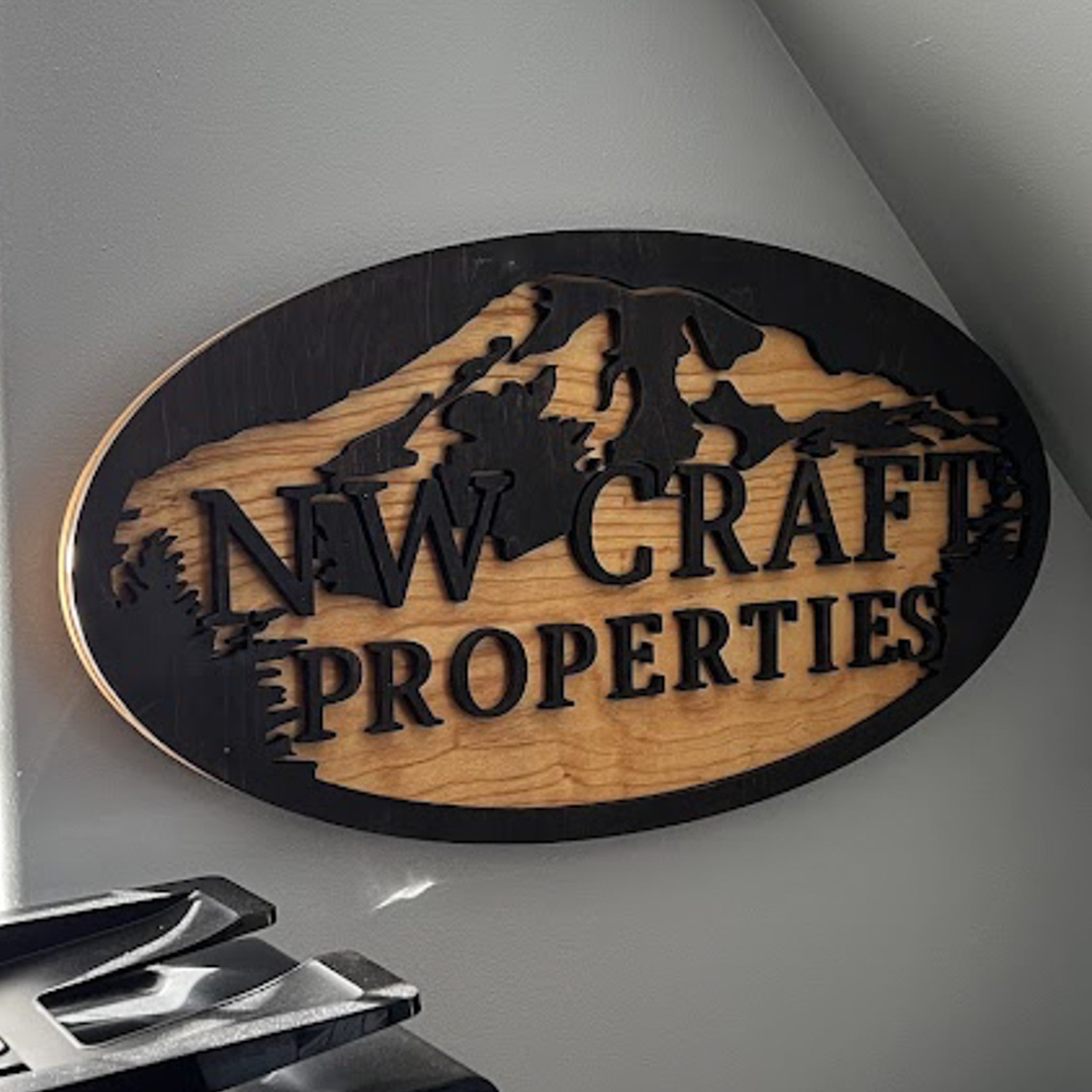 CNC wood sign by Galactic Sign Co for Real Estate Company