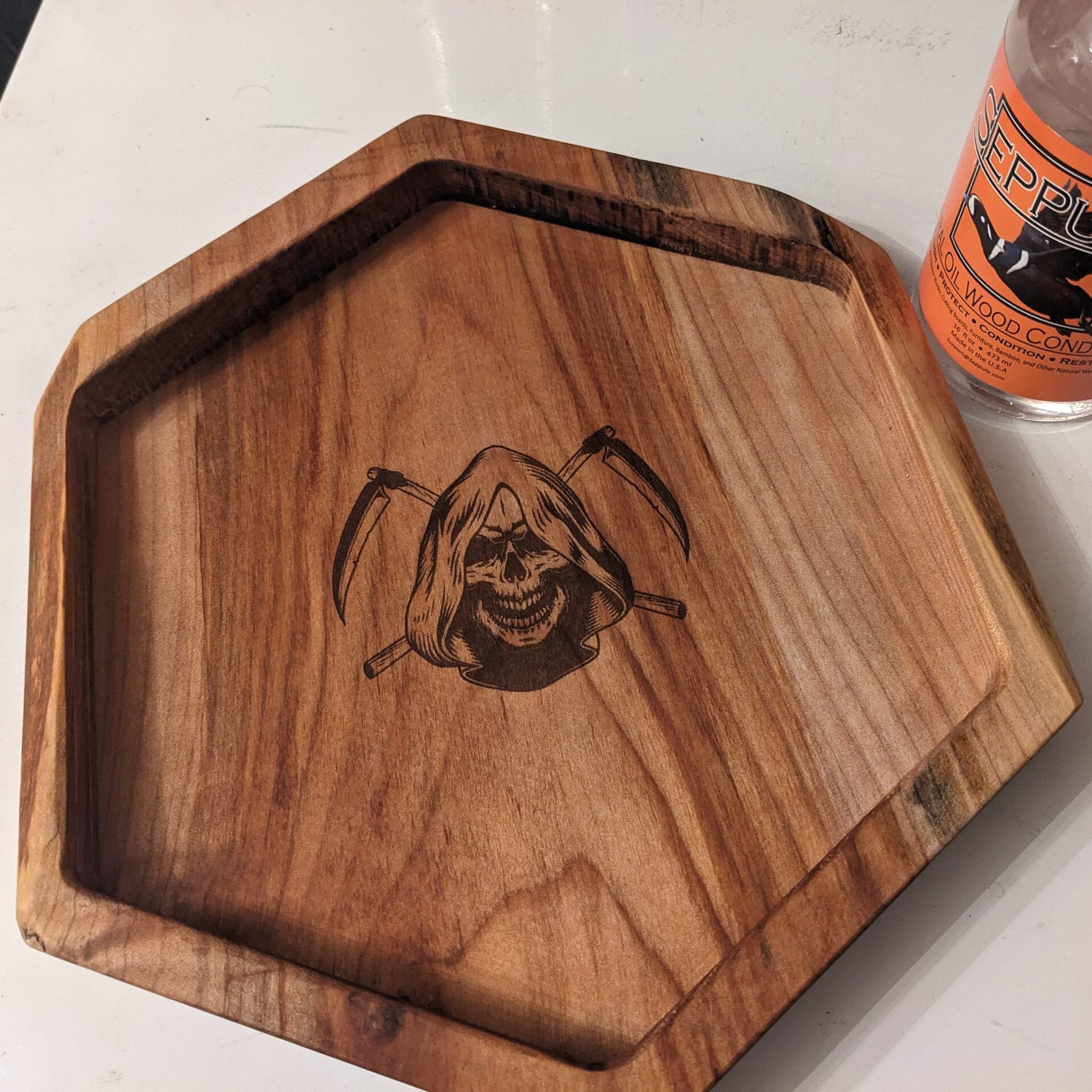 Custom CNC laser etched wood sign DND dice tray gift by Galactic Sign Co.